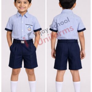 LIGHT BLUE STRIPED SHIRT AND NAVY BLUE NICKER