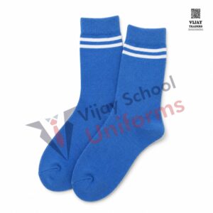 Blue School Uniform Socks with White Stripes
