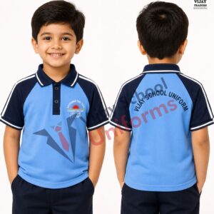 SKY BLUE AND NAVY POLO T-SHIRT