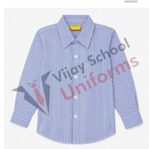 Blue & White Striped Full Sleeve School Uniform Shirt